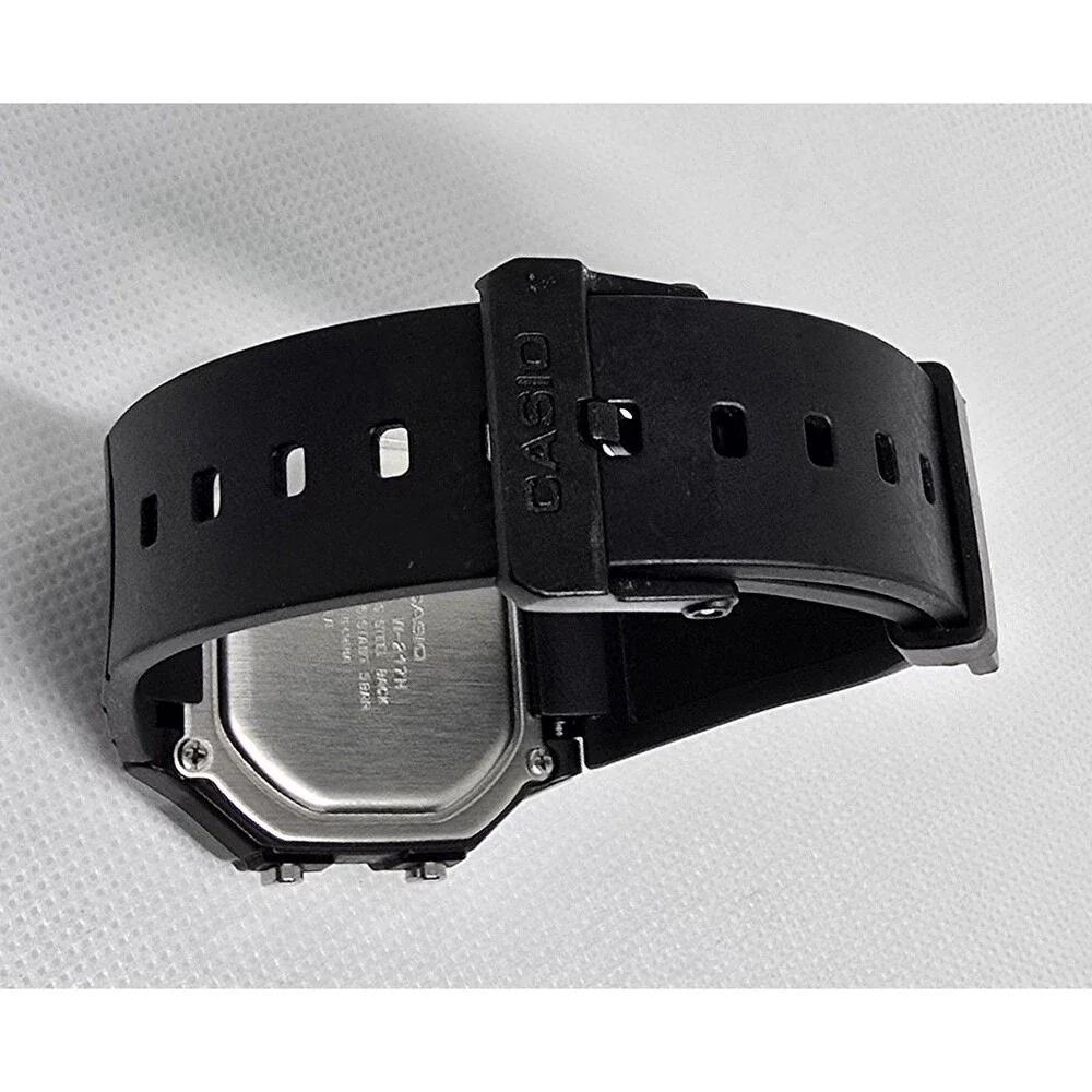 Men's Casio W-217H Illuminator Digital Alarm Chrono WR 50M Black Resin Watch 09 - Picture 6 of 7